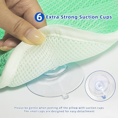 Bath Pillow, Bath Pillows for Tub Neck and Back Support, Bathtub Pillows for Head and Neck with 6 Strong Non-Slip Suction Cups, 4D Air Mesh, Bath Accessories Spa Gifts for Women(Green)