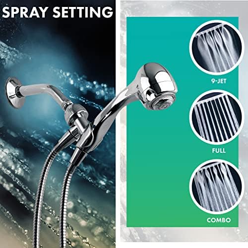 Niagara Conservation N2935CH Earth Spa 3-Spray with 2 GPM 2.7-in. Wall Mount Handheld Shower Head in Chrome, 1-Pack | Bathroom Shower Head Sprayer with Pressure Compensation Technology