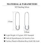 SLUYNZ Solid 925 Sterling Silver Safety Pin Hoop Earrings for Women Teen Girls Minimalist 1.4" Hoop Earrings Dangle (A-Silver)