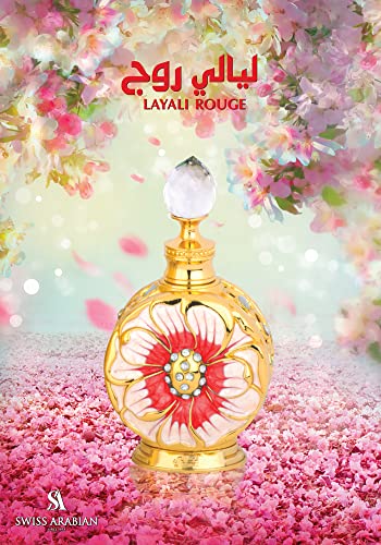 Swiss Arabian Layali Rouge - Luxury Products From Dubai - Long Lasting Personal Perfume Oil Fragrance - A Seductive Signature Aroma - 0.5 Oz