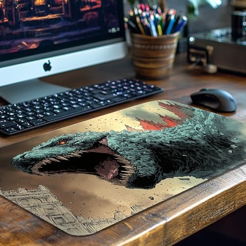 MTG Playmat Non-Slip Rubber Backing Printing Commander Board Game Desk Mat Duel Mat TCG PTCG Playmat 24x14 inches and Free Storage Bags (Godzilla)