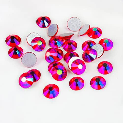 Genie Crystal ss30 Red AB Glass Rhinestones Flatback, 576 pcs 6.4 mm Light Siam AB Non Hotfix Rhinestone, Diamond Cut Gems for DIY Crafts, Tumbler, Shoes, Dress, Face Mask, Bling Decoration