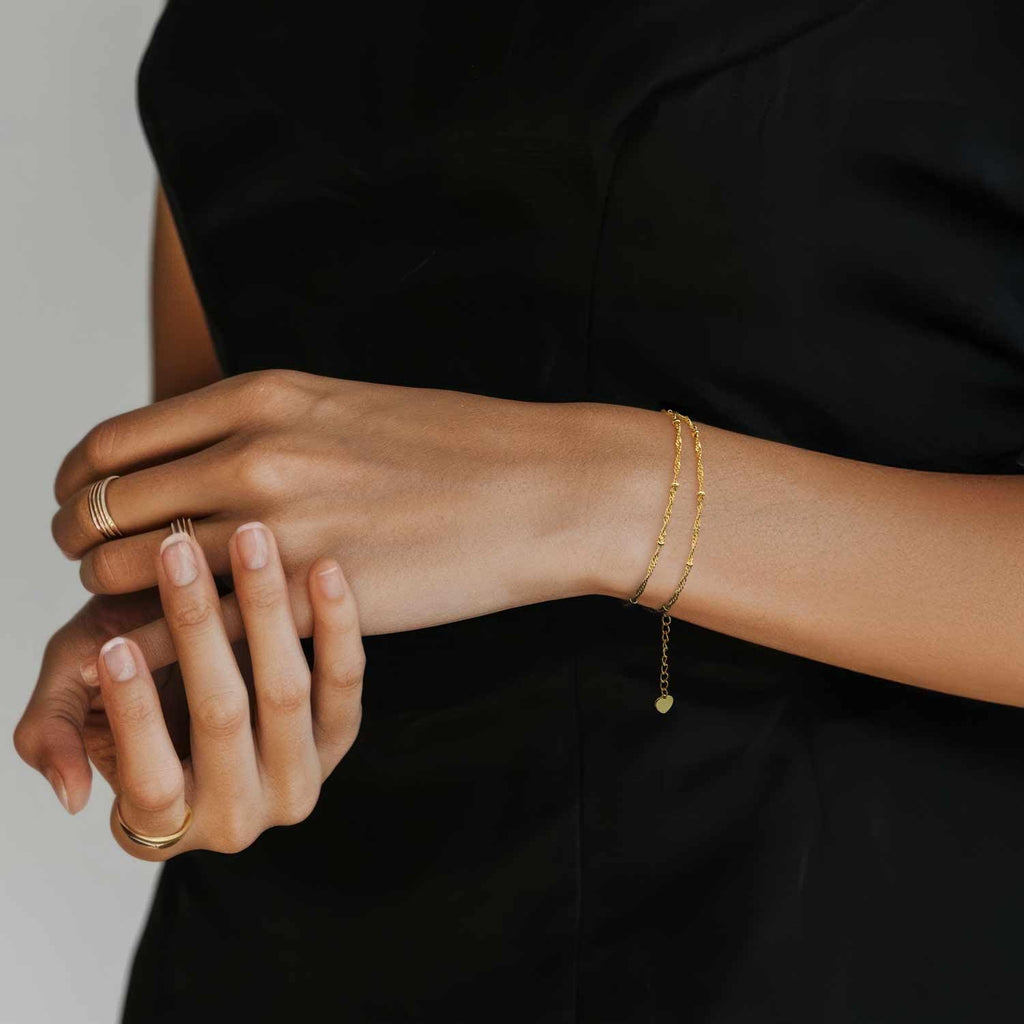 YIYEPUTI 14K Gold Bracelets for Women Double-Layer Gold Bracelets for Women