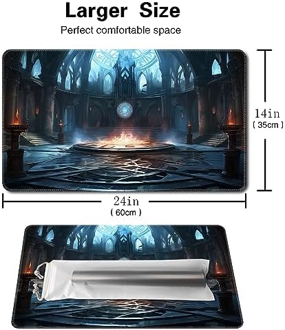 MTG Playmat Size 24x14in Free Storage Bags Non-Slip Backing Printing, Ideal for Card Game Enthusiasts TCG Playmat (No with Zone,Pitch Black Church)