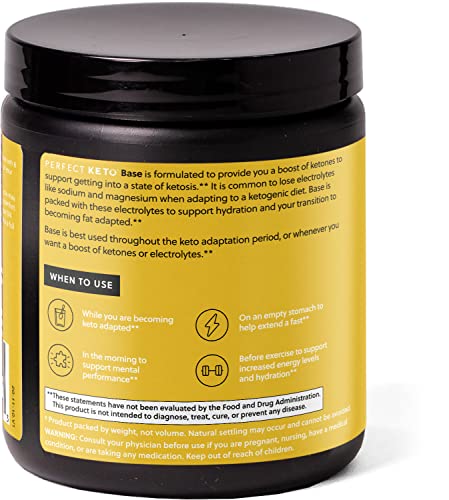 Perfect Keto Exogenous Ketones Powder, BHB Salts Supplement for Ketosis & Fasting, Plus Electrolytes for Hydration, Caffeine Free Energy, Keto Diet, Focus & Workout Support, Vanilla, 6.7 oz
