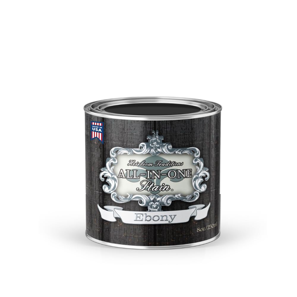 Heirloom Traditions All-in-ONE Gel Stain, Ebony (Warm Black), 8oz Sample - No Sanding or Sealer Needed, Oil Based for Interior/Exterior use