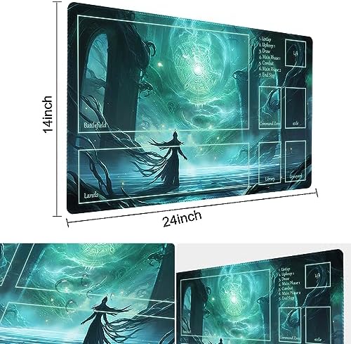 MTG Playmat Size 24x14in Free Storage Bags Non-Slip Backing, Ideal for Card Game Enthusiasts TCG Playmat (The Final Spell-Deck)