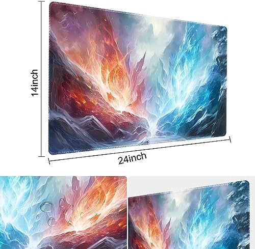 Board Game 14x24in MTG Playmat Compatible for OCG CCG RPG TCG Playmats (Frost Flame)