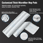 HoMettler Mop and Bucket Set, 3-Tank Flat Mop and Bucket System for Separate Dirty & Clean Water, 65" Mops for Floor Cleaning with 6 Washable Pads, Safe for Hardwood, Vinyl, Tile, Baseboards, Walls