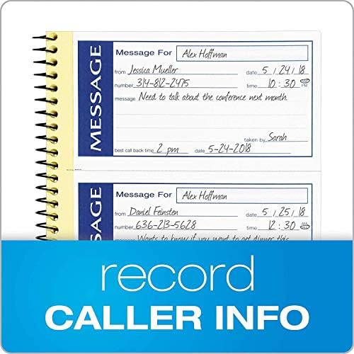 TOPS Adams Write 'N Stick Spiral Message Pad, 200 Carbonless Duplicate Sets Per Pad, 5.25 x 11 Inches, White/Yellow (SC1153WS) 4 PACK