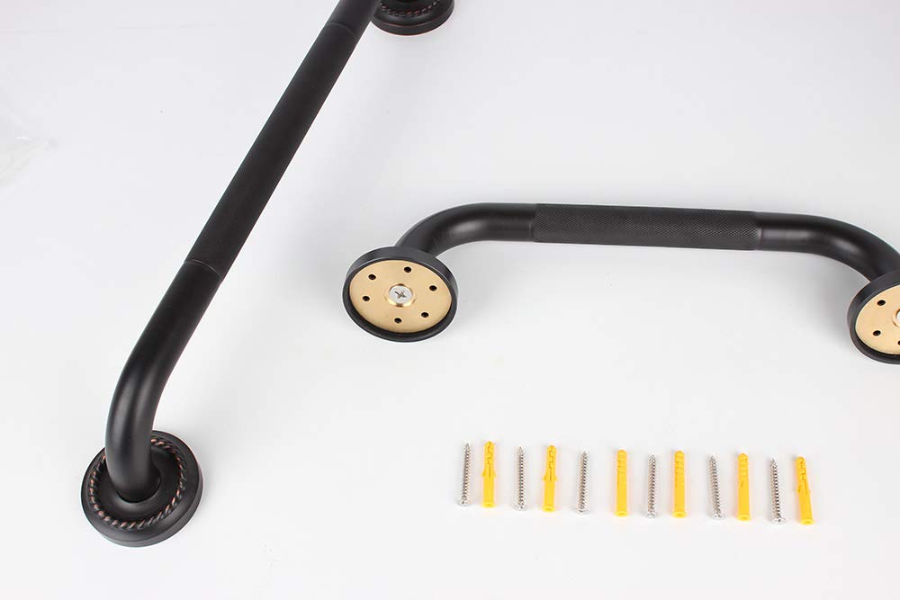 700Brass 18-Inch Grab Bar Featuring Anti-Slip Handrail, Solid Brass, Oil Rubbed Bronze, Heavy-Duty Construction Armrest, Bathroom Bathtube Shower Safety Rail