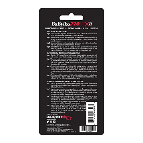 BaBylissPRO FX3 Professional High- Speed Replacment Double Foil Shaver Head with 2 Cutters
