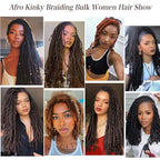Xtrend 16 Inch 3 Bundles 90g Natural Black Afro Kinky Curly Braiding Bulk Hair For Mini Braiding Twists ，Afro Kinkys Bulk Synthetic Hair For Micro Spring Twist，Dreadlock Extensions Repair Locs Women