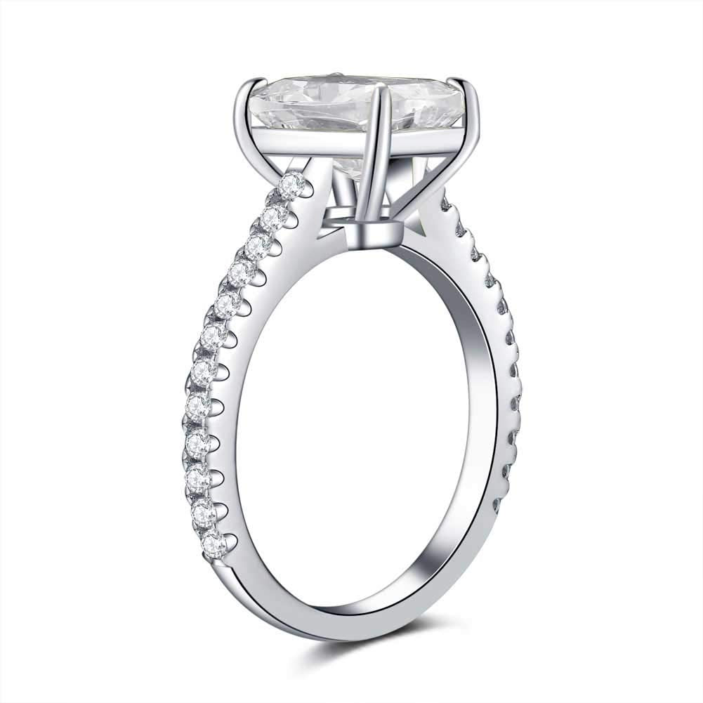 Bo.Dream Cushion Cut Cubic Zirconia CZ Engagement Rings for Women Platinum Plated Sterling Silver (6)