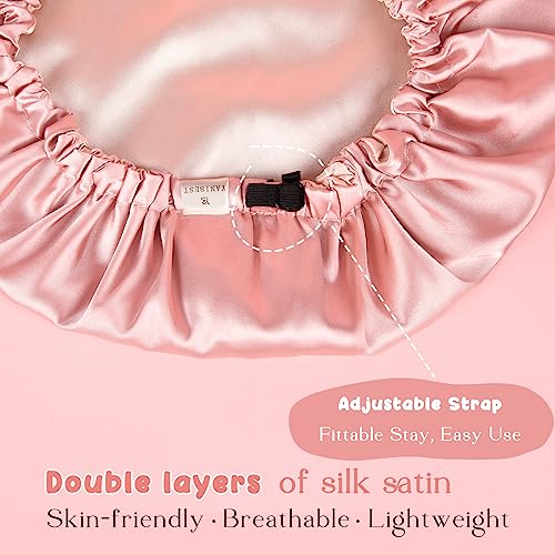 YANIBEST Baby Satin Bonnet Sleep Cap - Double Layer Reversible Adjustable Silky Satin Cap for Infant Toddler(5-12Year,Pink)