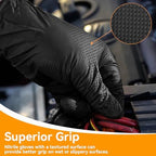 8 Mil Nitrile Gloves, Disposable Powder & Latex Free Heavy Duty Industrial Gloves Raised Diamond Texture for Mechanic