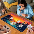 for MTG Game Playmat, for Magic TCG Rubber Play mat,Tabletop Card Playmats with Smooth Surface,Trading Card Inked Game Mat with New Zones,Battle Game,Sunset Forest