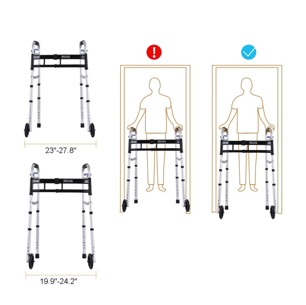 Delog Narrow Walkers for Seniors, Small Walkers for Seniors Tight Spaces Support Up to 350lbs, Standard Walkers for Adults