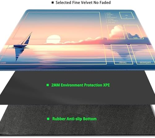 MTG Playmat with Zones Magic Card Playmat Game Mat,TCG & CCG Card Games Mat with Free Storage Bags Size 24 x 14 Inches (with Zones,Landscape)