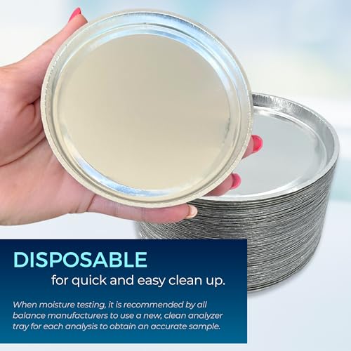 Aluminum Sample Pans for Moisture Analyzer (100 Pack) 90mm Round Lab Trays, Disposable Weighing Dishes, Foil Pan, Weight Scale Tray, Laboratory Balance Dish Plate, Moisture Tester Supplies, Pure Ponta