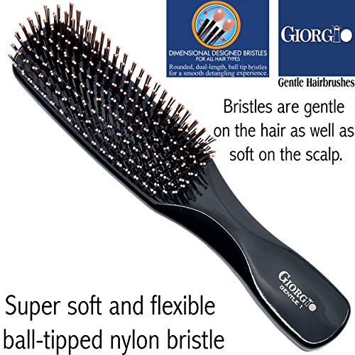 Giorgio Gentle Detangler Brush with Dual Length Bristles for Men - Scalp Massager, Detangling, and Travel Brush for All Hair Types