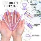60 Count Wedding Mini Bubble for a Wedding Wands Bulk Heart Bubble Wand for Guests Send Off Party Supplies Valentine Anniversaries Celebration (Lavender)