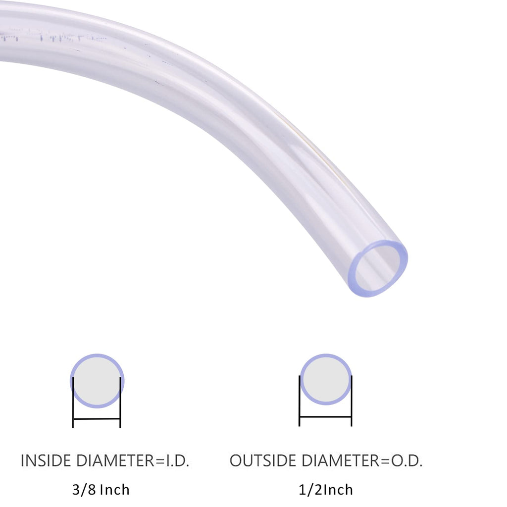 DERNORD PVC Tubing 3/8"ID X 1/2"OD Flexible Clear Vinyl Hose 25 Feet for Food Grade