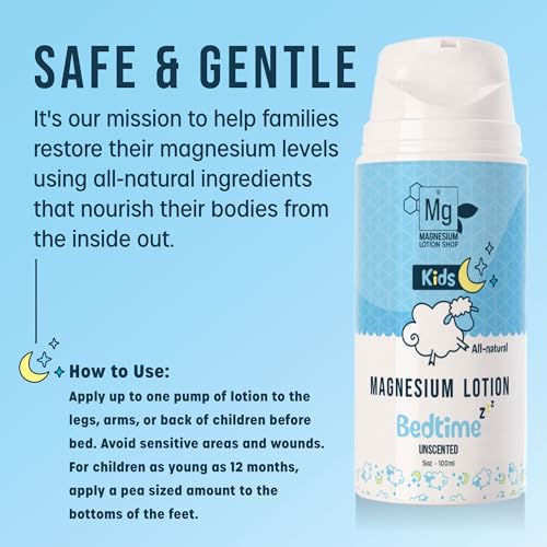 Unscented Magnesium Lotion for Kids | 5oz Bottle with 250mg in each Teaspoon | We use Natural Shea Butter in Our Paraben-Free Magnesium Lotion for Sleep