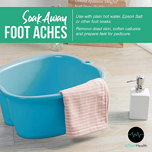 Foot Soaking Bath Basin – Large Size for Soaking Feet | Pedicure and Massager Tub for at Home Spa Treatment | Callus, Fungus, Dead Skin Remover, Blue