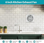 HG Power 6 Inch Exhaust Fan: Kitchen Exhaust Fans with Switch Portable Attic Vent Fan with 8 Feet Power Cord Plug-in Garage Ventilation Fan with Damper Shop Chicken Coop Basement Smoking Room Silver