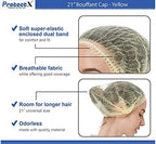 ProtectX 100-Pack Yellow Disposable Hair Nets, Elastic Head Cover, Bouffant Caps, Sanitation Head Cover for Food Service, Spa Men & Women - 21 inch