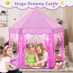 Monobeach Princess Tent Girls Large Playhouse Kids Castle Play Tent with Star Lights Gift Toy for Children Indoor and Outdoor Games, 55'' x 53'' (DxH) (Purple)