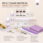 SAVILAND Acrylic Nail Kit with Essential Oils: 6 Colors Acrylic Powder and Acrylic Liquid with Practice Mat Acrylic Nail Set for beginners with Everything for Starter DIY Home Nails Art
