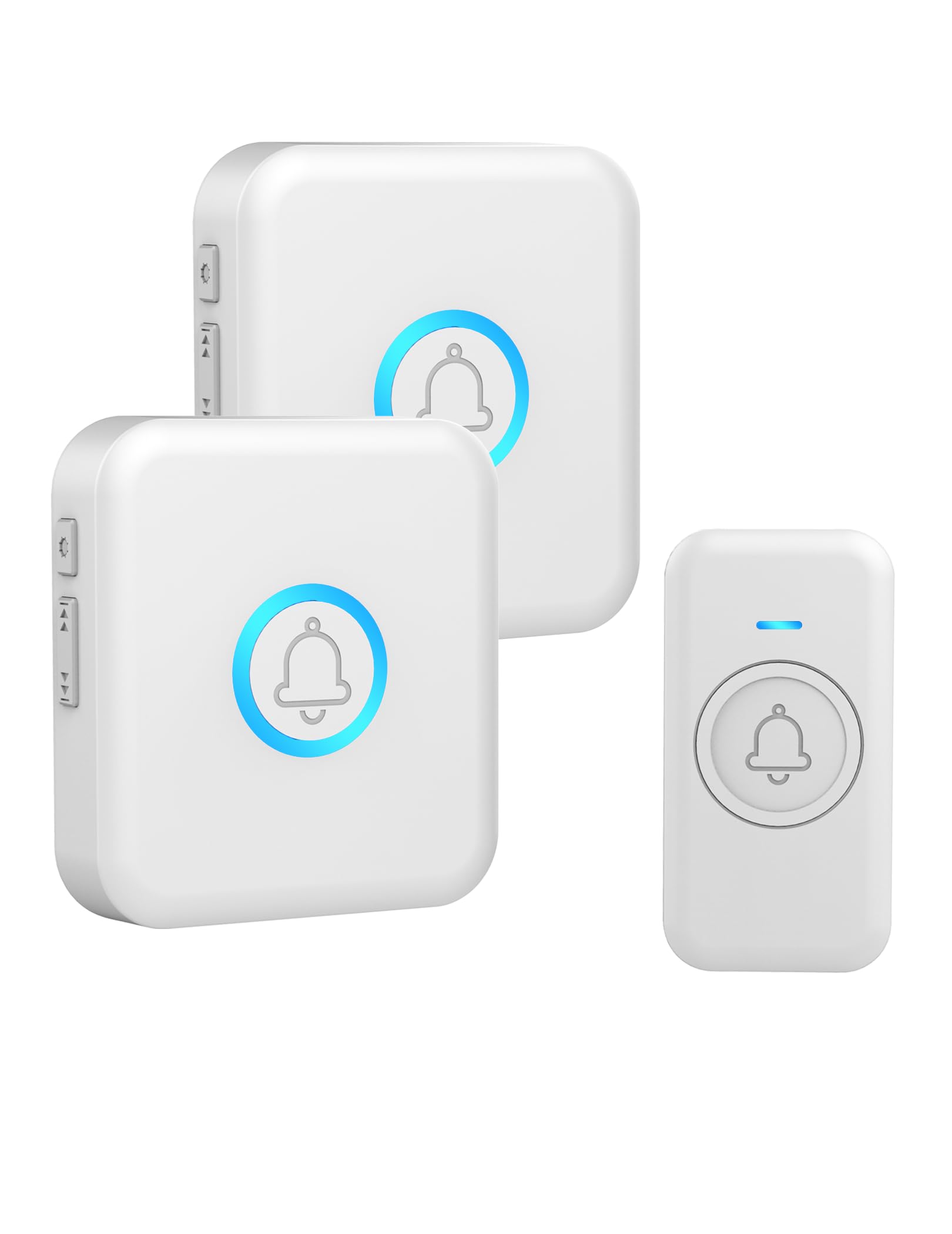 FOVKSUC Wireless Doorbell, Classroom Doorbell, with 60 Chimes 5 Levels Volume and LED Flash, 1000ft Range Waterproof Door Bells for Homes Office Hospital (2 Receivers + 1 Button, White, U.S. Plug)