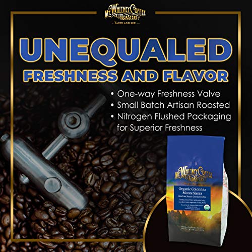 Mt. Whitney Colombia Monte Sierra Organic,Single origin, Medium Dark Roast, Smooth Full Flavored, low Acid Coffee (Ground, 5 Lb)