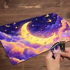 MTG Playmat Magic Card Playmat Game Mat,TCG & CCG Card Games Mat with Free Storage Bags Size 24 x 14 Inches (No with Zones,Moon5)