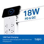 TP-Link Tapo Smart Plug Outlet Extender, Surge Protector, 18W Fast Charging, 3 Individual Smart Outlets, 1x USB-C & 2X USB-A, Smart Night Light, Works w/Apple HomeKit, Alexa & Google Home, Tapo P306