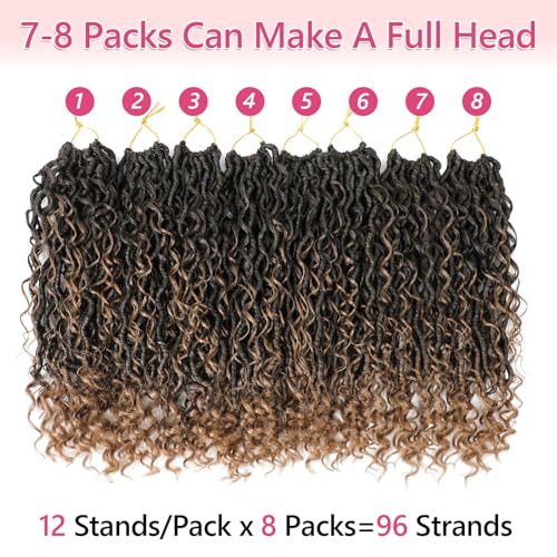 Goddess Locs Crochet Hair Boho Faux Locs Crochet Braids for Black Women Soft Bohemian Locs Crochet Hair Pre Looped River Locs Crochet Hair (18 Inch (Pack of 8), 1B/27#)