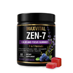 MAXVITAL Zen-7 Calm & Focus Gummies for Adults - Sugar Free Daily Calm & Mental Clarity Support - L-Theanine, GABA, Ashwagandha, Magnesium, Lemon Balm & B6 - Berry Lavender - 60 Vegan Gummies