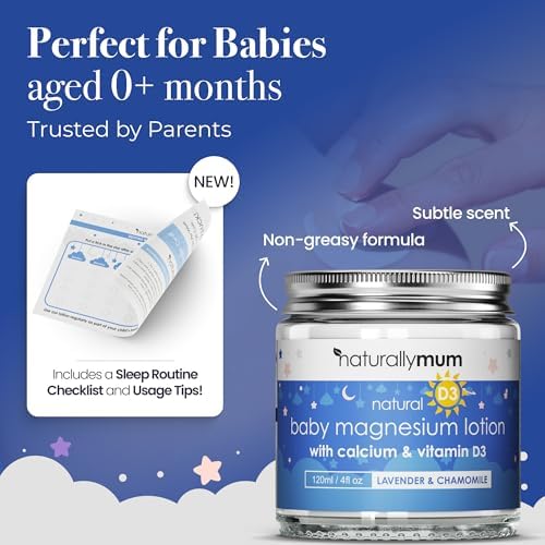 Baby Magnesium Lotion with Calcium & Vitamin D | Support for Sleep, Heart, Bone, Nerve, Gut and Muscle Health | Alternative to Melatonin | Lavender & Chamomile 4.2 fl oz
