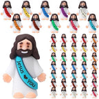 Bememo 50 Pcs Mini Jesus Figures Jesus Loves You Christ Toys Little Christ Figures to Hide and Seek Sunday School Religious Party Favors Gift(Multicolor)