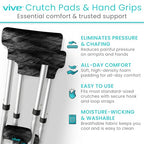 Vive Premium Crutch Pads & Hand Grips - Comfortable, Breathable, Machine Washable Padding - Moisture Wicking & Odor Reducing Pillow Accessory Covers for Adult & Youth Walking Crutches