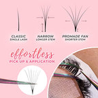 LLBA LashFolio Narrow Promade Fans | Handmade Volume Eyelashes | Multi Selections 5D~10D | C CC D Curl | Thickness 0.03~0.07mm | 8-15mm Length | Long Lasting & Easy Application (5D-0.07 CC 8mm-11mm)
