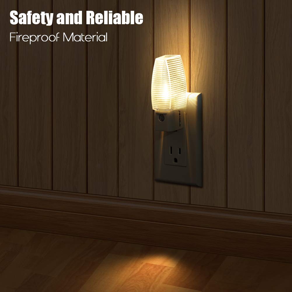 Emotionlite Plug in Night Light, Warm White LED Nightlight, Dusk to Dawn Sensor, Kids, Nursery, Bedroom, Bathroom,Hallway, Stairs, Kitchen, 6 Pack