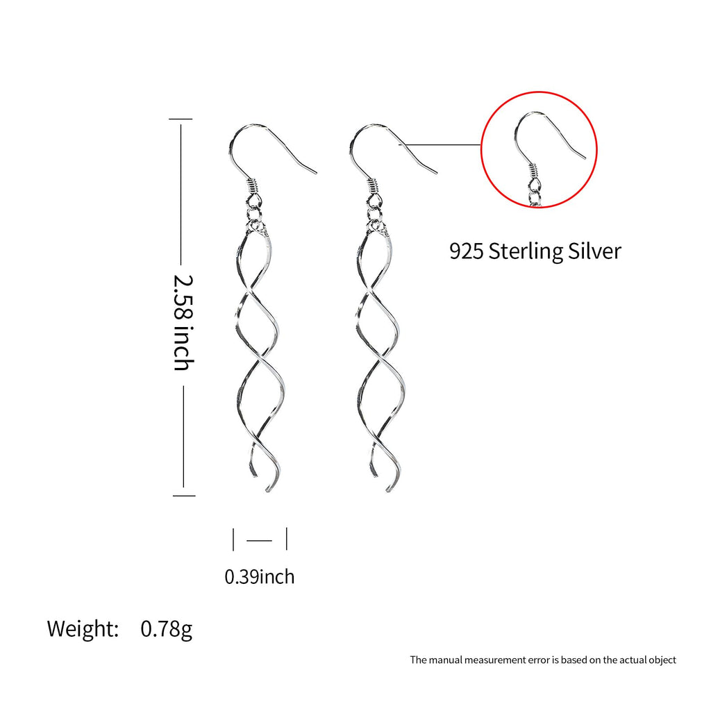 14K Gold/925 Silver Spiral Long WireThreader Dangle Drop Earrings for Women