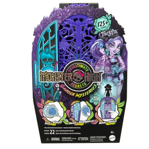 Monster High Skulltimate Secrets Doll & Accessories Set, Garden Mysteries Twyla with Reveal Closet & 19+ Tea Party Surprises Like Clothes