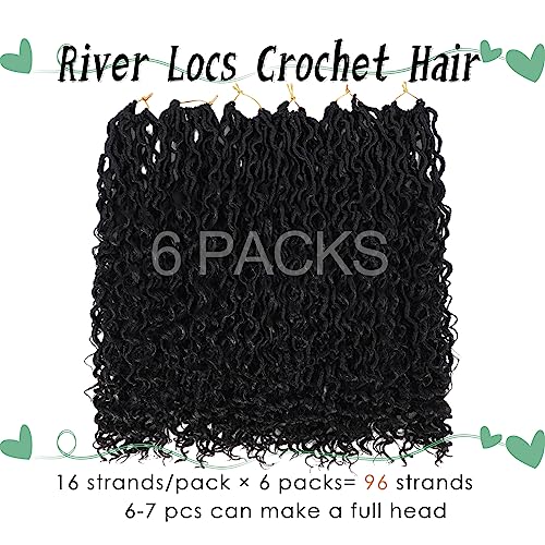 LIYATE 24 Inch Goddess Locs Crochet Hair Boho Faux Locs Crochet Hair for Black Women Soft Locs Crochet Braids With Curly End, 6 Packs 1B