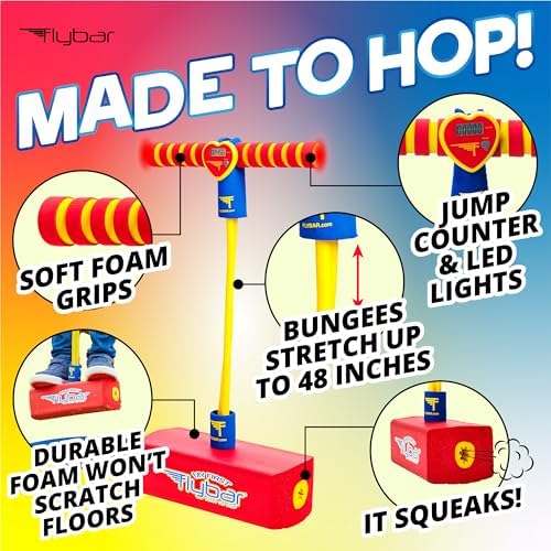 Flybar My First Foam Pogo Jumper for Kids Fun and Safe Pogo Stick for Toddlers, Durable Foam and Bungee Jumper for Ages 3 and up, Supports up to 250lbs