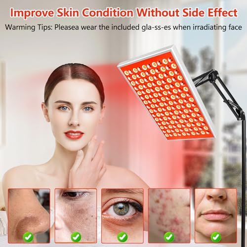 Red Light Therapy for Body Face,Infrared Light Therapy with Stand, Red Light Therapy Lamp Panel, 660nm Red Light and 850nm LED Near Infrared Light Therapy Device for Full Body Skin Muscle Sleeping