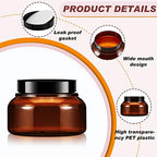 Tessco 24 Pack Plastic Jars with Lids Labels Plastic Containers Round Refillable Cosmetic Containers Empty Body Butter Jars Sugar Scrub Containers for Cosmetics (Brown,8 oz)